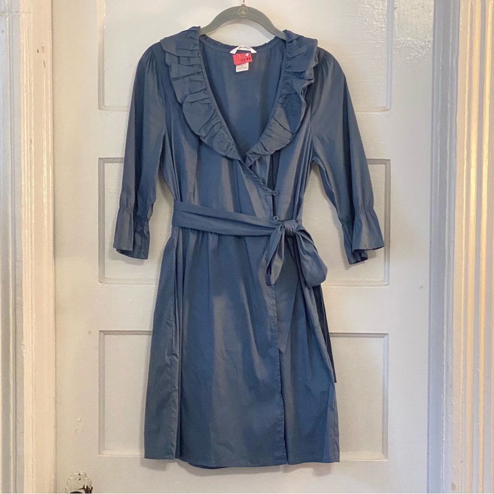 Esley Retro Collared Wrap Dress with Pockets Size Medium - Picture 3 of 16